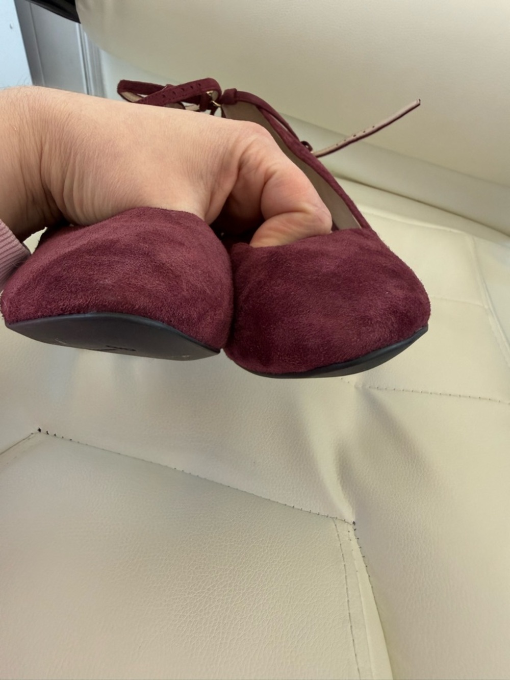Cole Haan Burgundy/deep purple Suede Pointed-Toe Ankle-Strap Heels - Picture 5 of 8